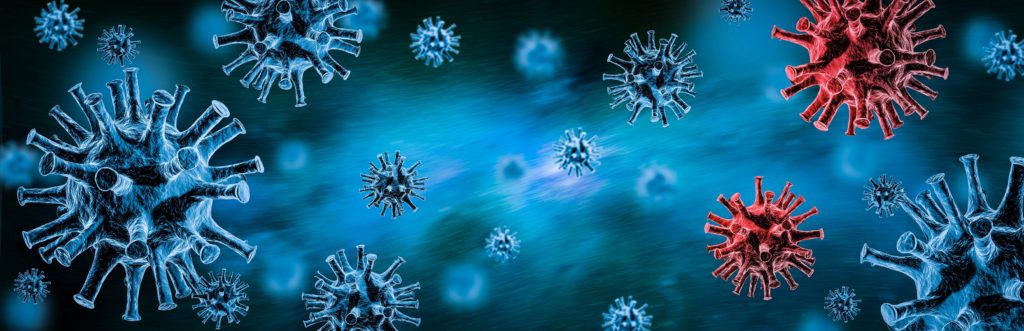 Image of flu COVID-19 virus cell. Coronavirus Covid 19 outbreak influenza background. Pandemic medical health risk concept.