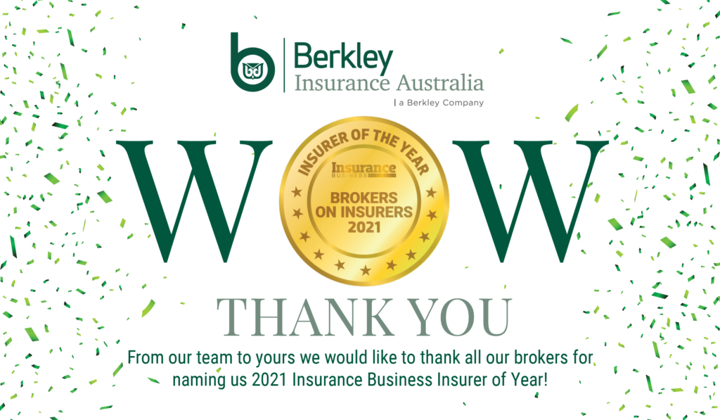 Berkley Insurance Australia won Insurance Business Insurer of the Year 2021