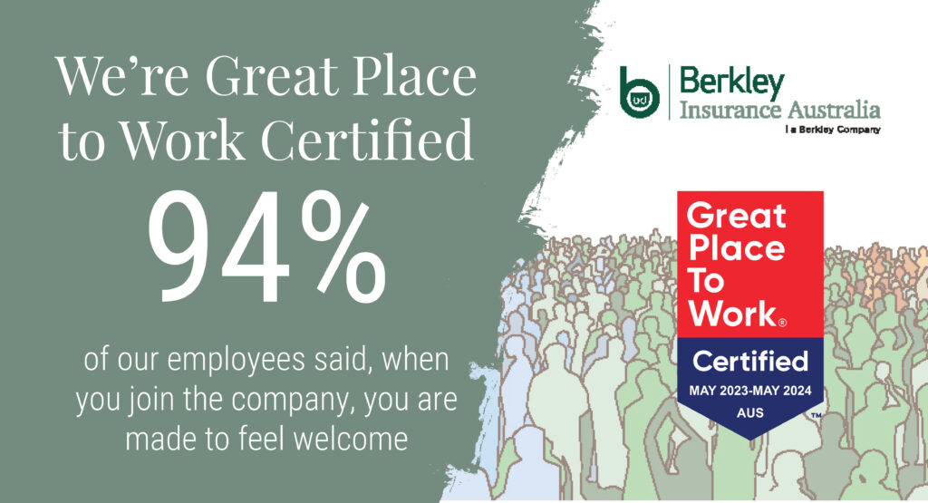 Berkley Australia Businesses Receive "Great Place to Work" Certification