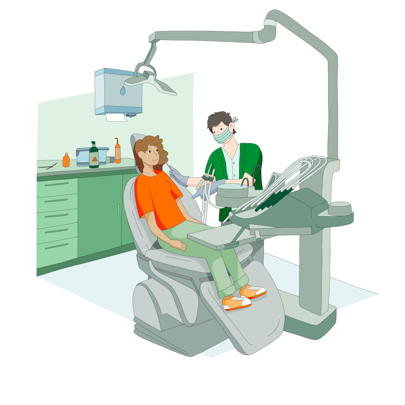 drawing of a dentist working with his patient