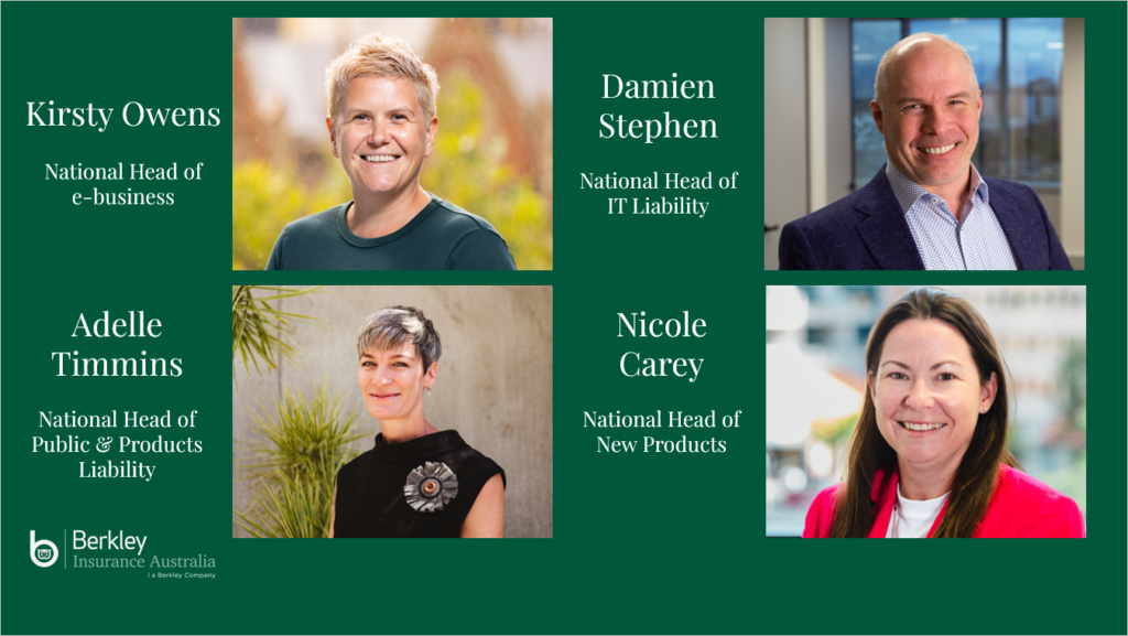 Introducing our National Product Managers Kirsty Owen - National Head of e-business Damien Stephen - National Head of IT Liability Adelle Timmins - National Head of Public & Products Liability Nicole Carey - National Head of New Products