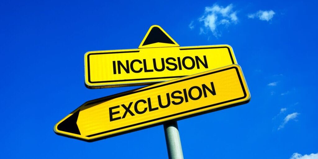 a Road sign says inclusion and exclusion